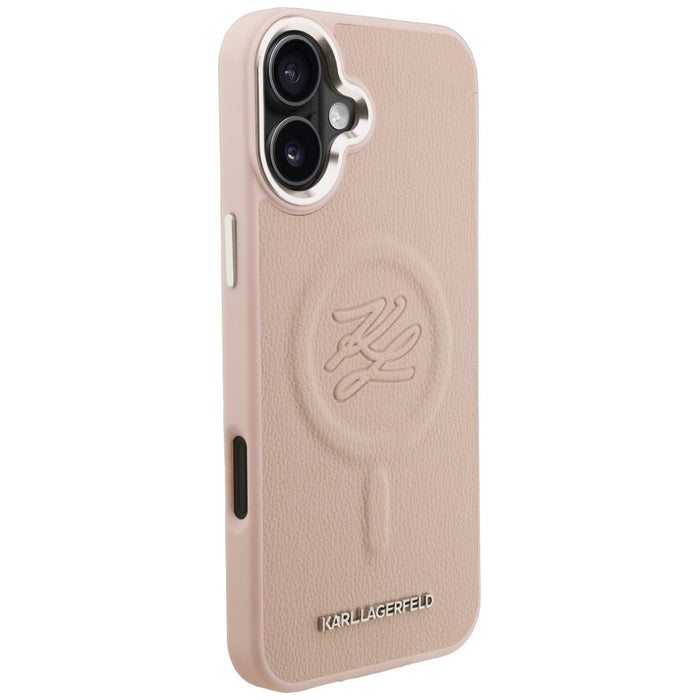 Karl Lagerfeld Initial & Metal Logo MagSafe Case for iPhone 16 Plus - Pink