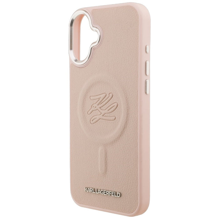 Karl Lagerfeld Initial & Metal Logo MagSafe Case for iPhone 16 Plus - Pink
