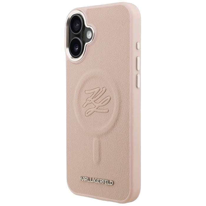 Karl Lagerfeld Initial & Metal Logo MagSafe Case for iPhone 16 Plus - Pink