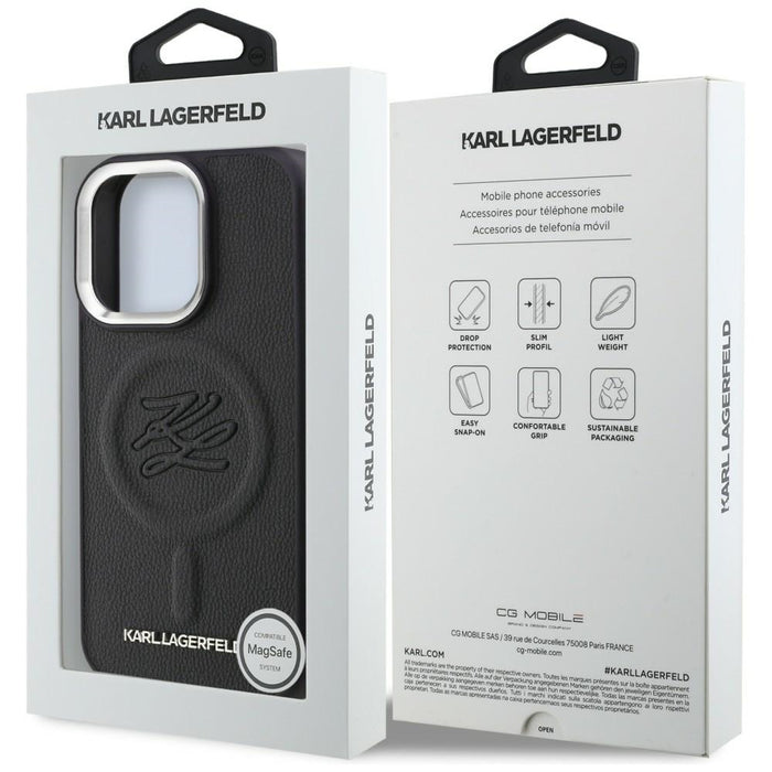 Karl Lagerfeld Initial &amp; Metal Logo MagSafe Case for iPhone 16 Pro - Black