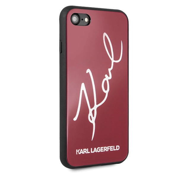 Karl Lagerfeld KLHCI8DLKSRE iPhone 7/8 SE 2020 / SE 2022 czerwony/red hard case Signature Glitter