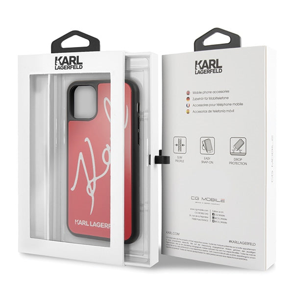 Karl Lagerfeld Signature Glitter Case for iPhone 11 Pro - Red