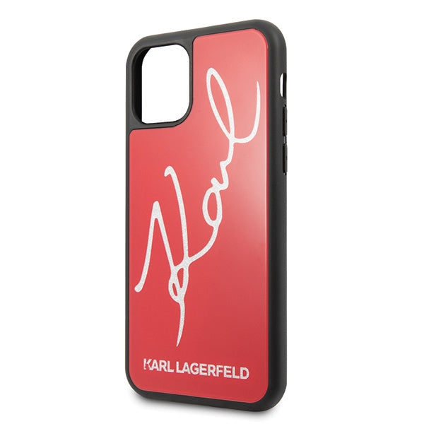 Karl Lagerfeld Signature Glitter Case for iPhone 11 Pro Max - Red