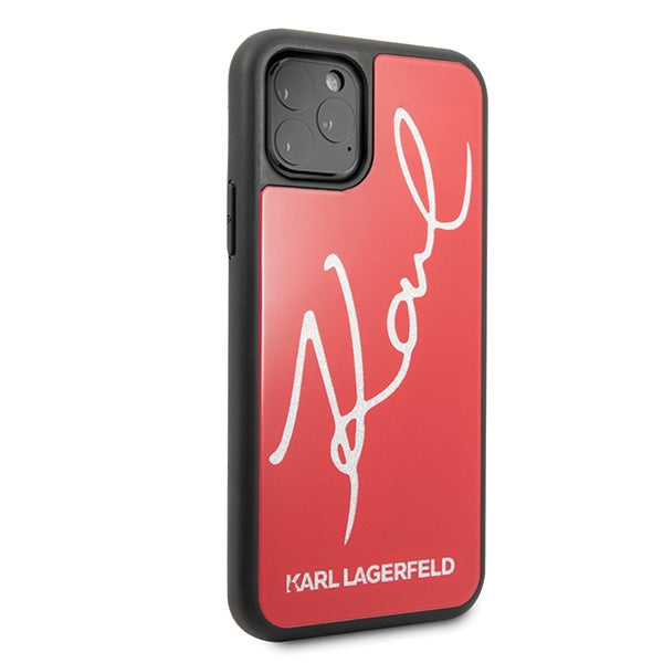 Karl Lagerfeld Signature Glitter Case for iPhone 11 Pro Max - Red