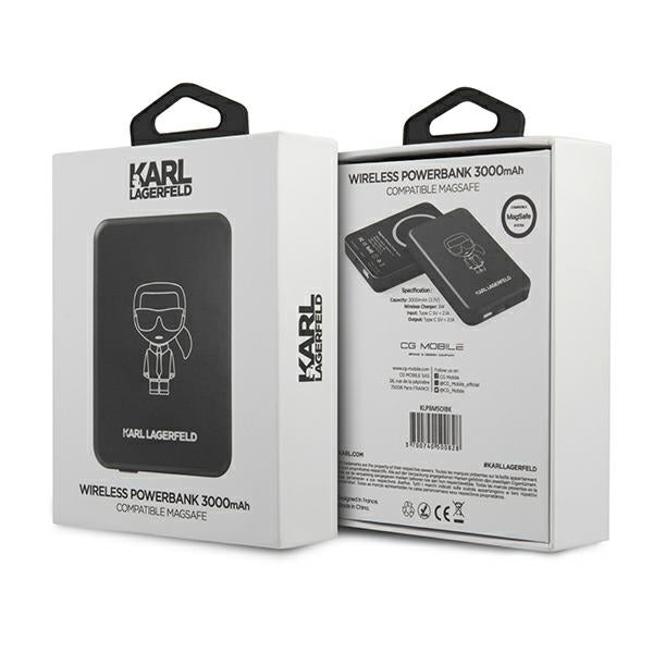 Karl Lagerfeld 3000mAh Inductive Powerbank with MagSafe - Black
