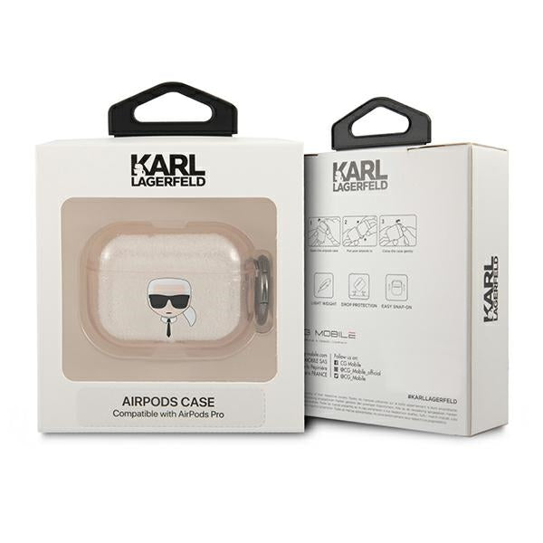 Karl Lagerfeld Glitter Karl&#39;s Head Case for AirPods Pro - Gold