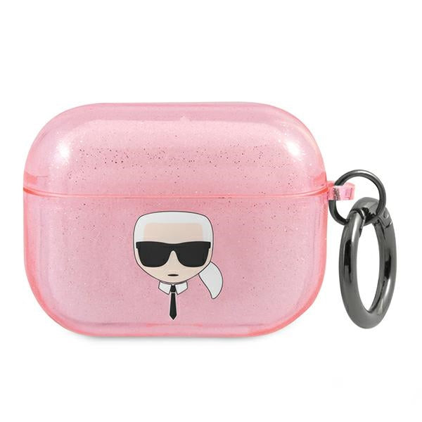 Karl Lagerfeld Glitter Karl&#39;s Head Case for AirPods Pro - Pink