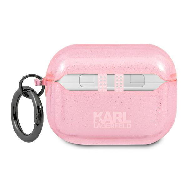 Karl Lagerfeld Glitter Karl&#39;s Head Case for AirPods Pro - Pink