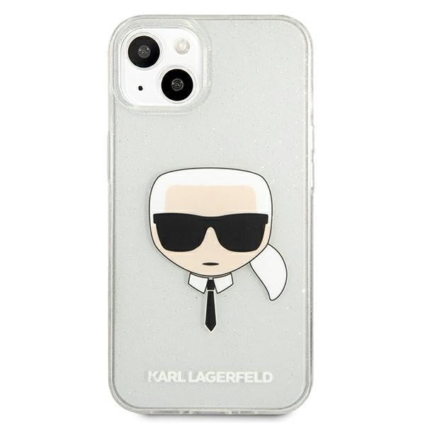 Karl Lagerfeld Glitter Karl&#39;s Head case for iPhone 13 mini - silver