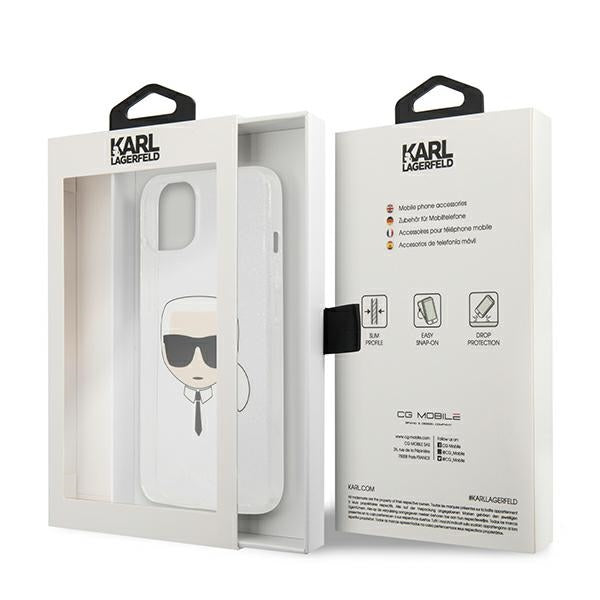 Karl Lagerfeld Glitter Karl&#39;s Head case for iPhone 13 mini - silver