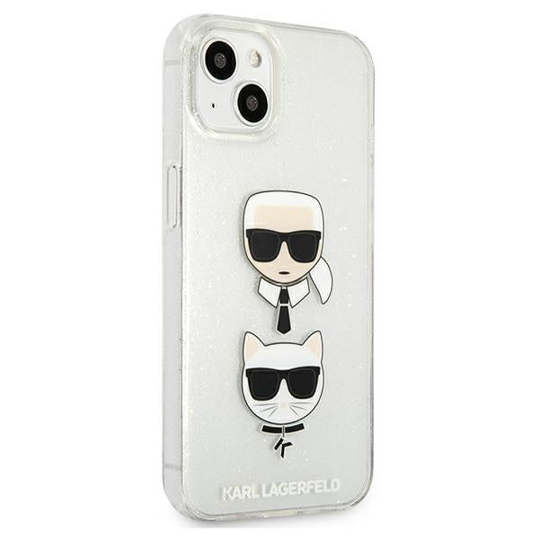 Karl Lagerfeld Glitter Karl's &amp; Choupette Head case for iPhone 13 mini - silver