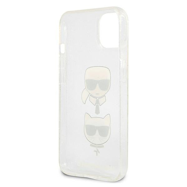 Karl Lagerfeld Glitter Karl&#39;s &amp; Choupette Head case for iPhone 13 mini - silver