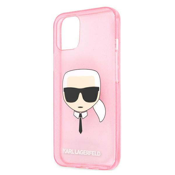 Karl Lagerfeld Glitter Karl&#39;s Head Case for iPhone 13 mini - Pink