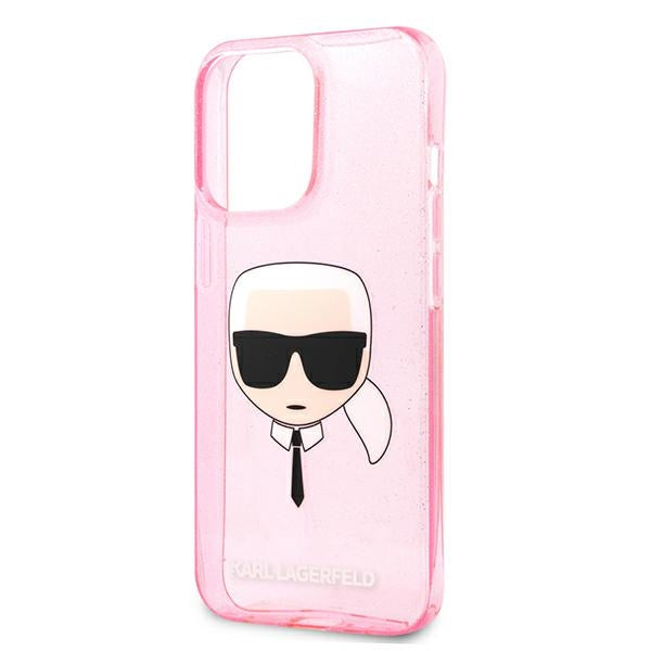 Karl Lagerfeld Glitter Karl&#39;s Head Case for iPhone 13 Pro Max - Pink