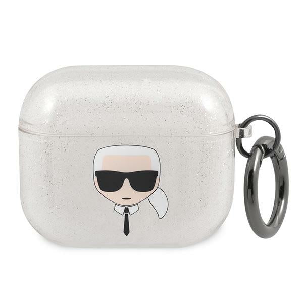 Karl Lagerfeld Glitter Karl&#39;s Head case for AirPods 3 - silver