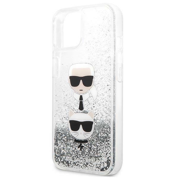 Karl Lagerfeld Liquid Glitter Karl&amp;Choupette Head case for iPhone 13 mini - silver