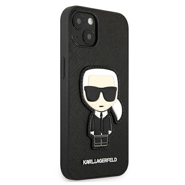 Karl Lagerfeld Saffiano Ikonik Karl&#39;s Patch Case for iPhone 13 mini - Black