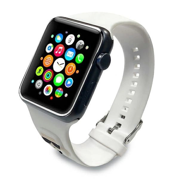 Karl Lagerfeld Pasek KLAWLSLKW Apple Watch 42/44/45mm biały/white strap Silicone Karl Heads