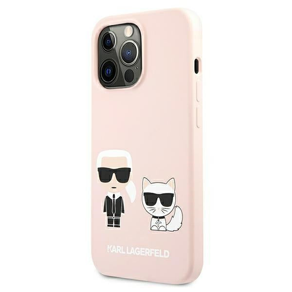 Karl Lagerfeld Silicone Ikonik Karl&amp;Choupette MagSafe Case for iPhone 13 Pro / iPhone 13 - Light Pink
