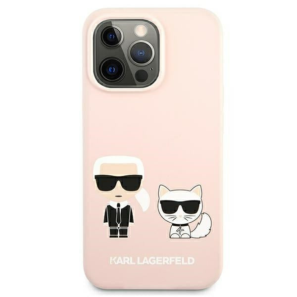 Karl Lagerfeld Silicone Ikonik Karl&amp;Choupette MagSafe Case for iPhone 13 Pro / iPhone 13 - Light Pink
