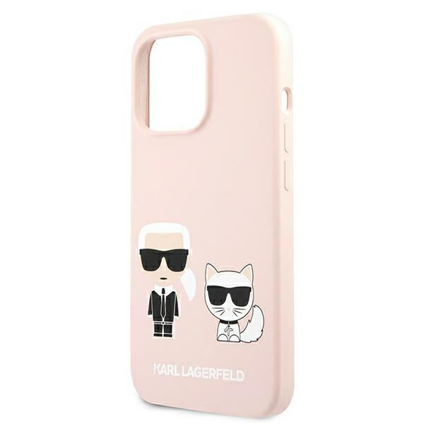 Karl Lagerfeld Silicone Ikonik Karl&amp;Choupette MagSafe Case for iPhone 13 Pro / iPhone 13 - Light Pink
