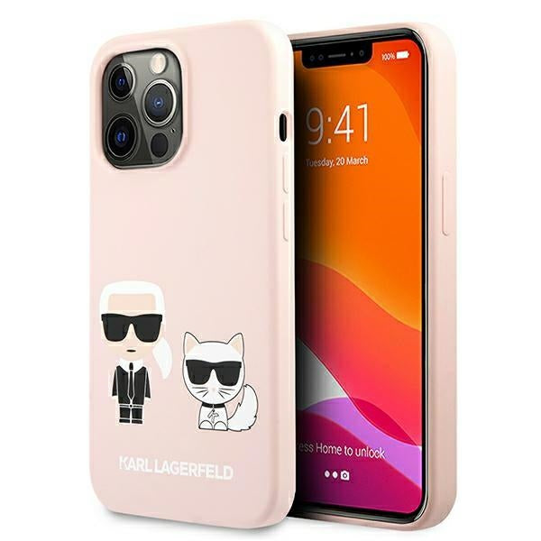 Karl Lagerfeld Silicone Ikonik Karl&amp;Choupette MagSafe Case for iPhone 13 Pro Max - Light Pink