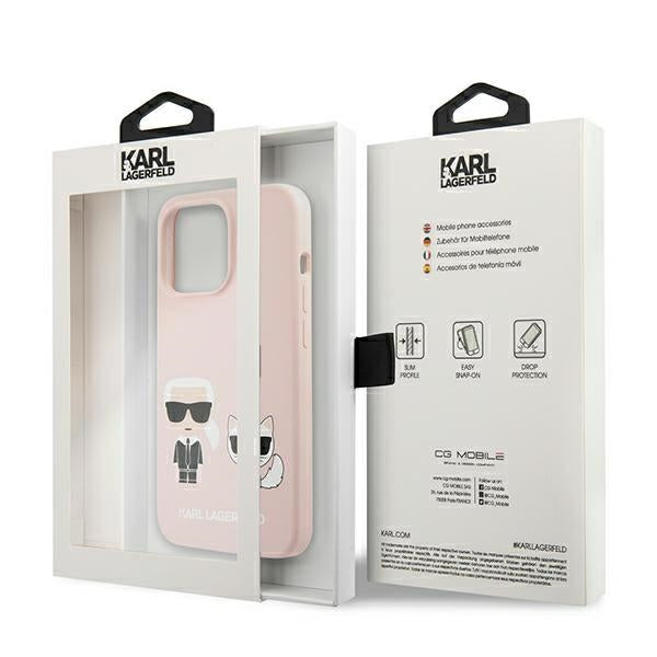 Karl Lagerfeld Silicone Ikonik Karl&amp;Choupette MagSafe Case for iPhone 13 Pro Max - Light Pink