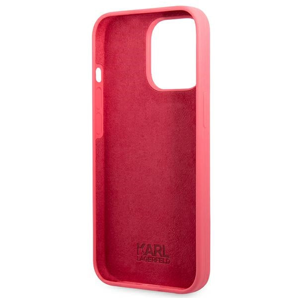 Karl Lagerfeld Silicone Plaque Case for iPhone 13 Pro / iPhone 13 - Fuchsia