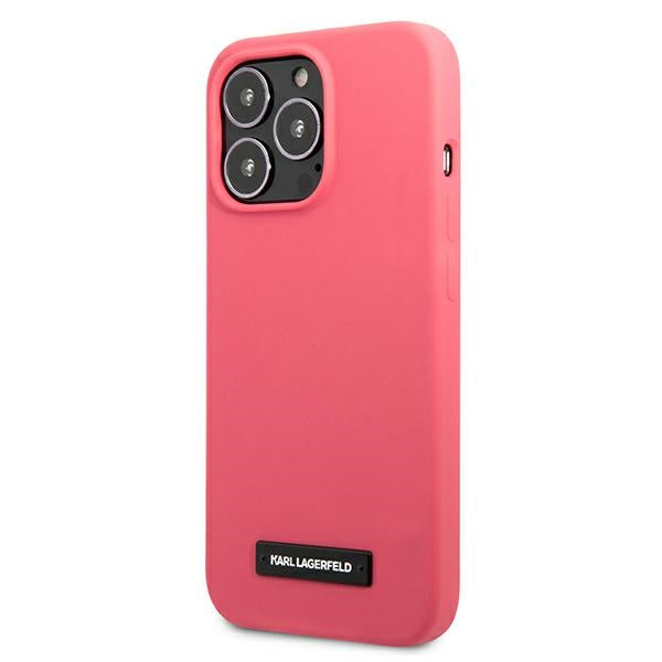 Karl Lagerfeld Silicone Plaque Case for iPhone 13 Pro / iPhone 13 - Fuchsia