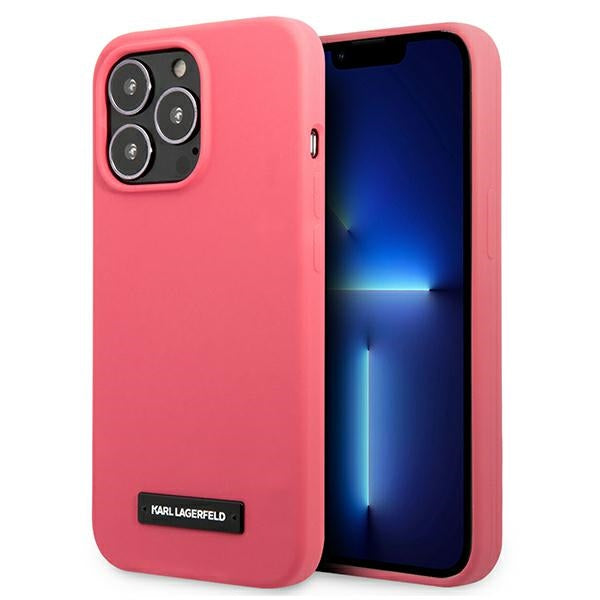 Karl Lagerfeld Silicone Plaque Case for iPhone 13 Pro / iPhone 13 - Fuchsia