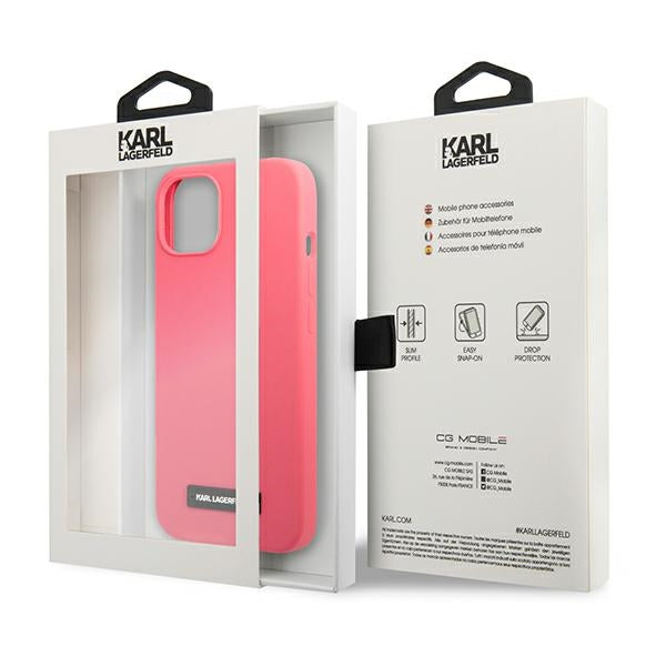 Karl Lagerfeld Silicone Plaque iPhone 13 Case - Fuchsia