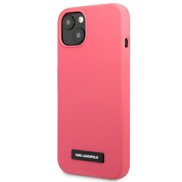 Karl Lagerfeld Silicone Plaque iPhone 13 Case - Fuchsia