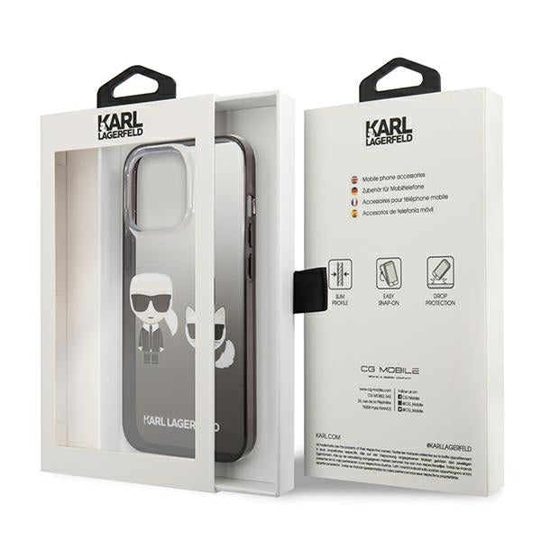 Karl Lagerfeld Gradient Ikonik Karl&amp;Choupette Case for iPhone 13 Pro / iPhone 13 - Black