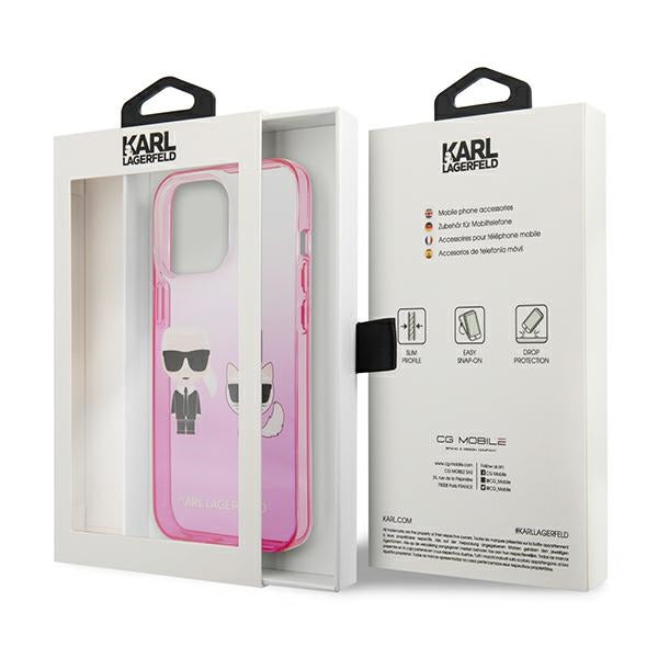 Karl Lagerfeld Gradient Ikonik Karl&amp;Choupette Case for iPhone 13 Pro / iPhone 13 - Pink