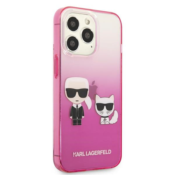 Karl Lagerfeld Gradient Ikonik Karl&amp;Choupette Case for iPhone 13 Pro / iPhone 13 - Pink