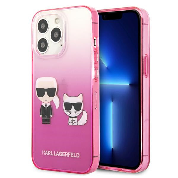 Karl Lagerfeld Gradient Ikonik Karl&amp;Choupette Case for iPhone 13 Pro / iPhone 13 - Pink
