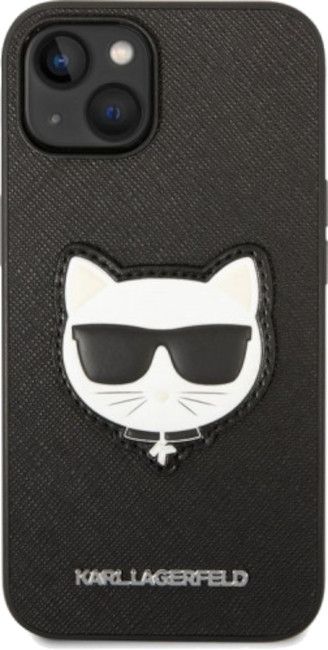 Karl Lagerfeld Saffiano Choupette Head Patch Case for iPhone 14 Plus - Black