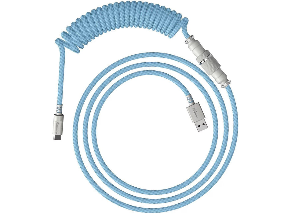 Keyboard cable HyperX Coiled Cable USB-C Light Blue-White - Геймърски аксесоари<<<Геймърска периферия<<<ValiAPI