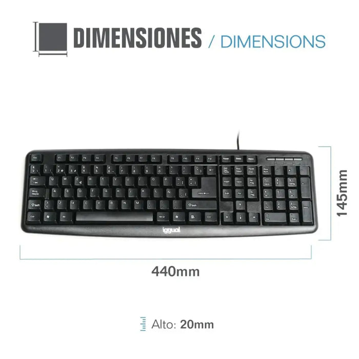 Keyboard iggual CK-BASIC-105T QWERTY USB Black Spanish Monkey (1 Piece) - Електроника Периферни и резервни