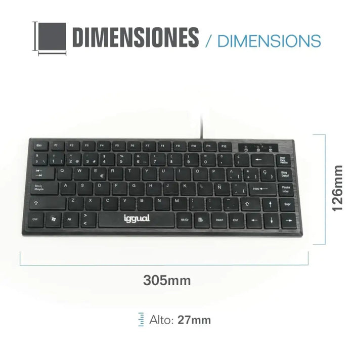 Keyboard iggual Teclado USB compacto TKL Slim TKL-USB negro Black - Електроника Периферни и резервни части<<<Компютри|