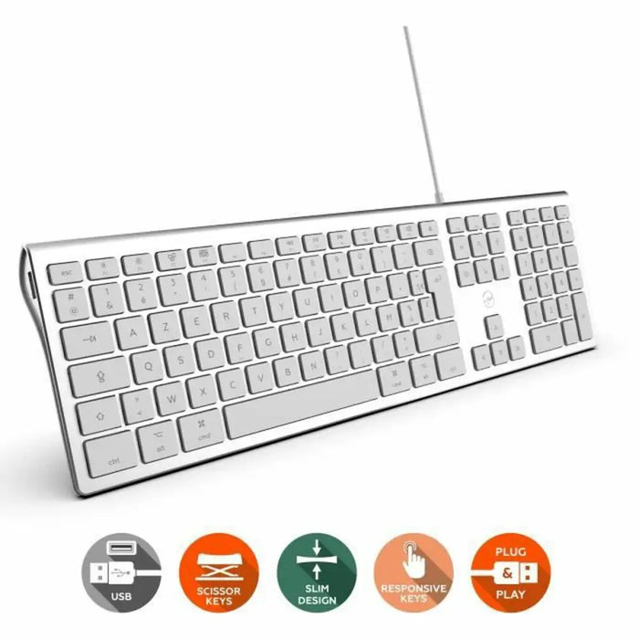 Keyboard Mobility Lab White Silver Mac OS AZERTY - Електроника Периферни и резервни части<<<Компютри|