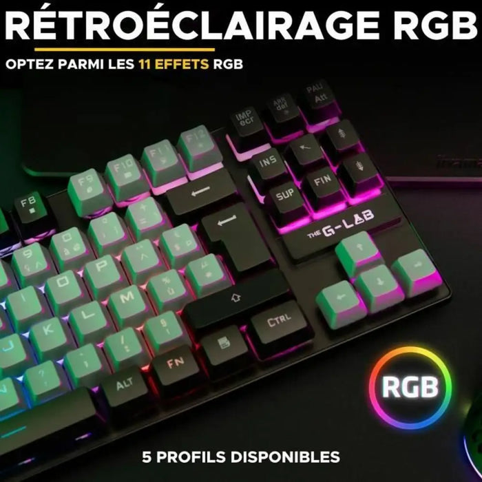 Keyboard The G-Lab KEYZ CAESIUM Black Grey Azerty French - Електроника Периферни и резервни части<<<Компютри|