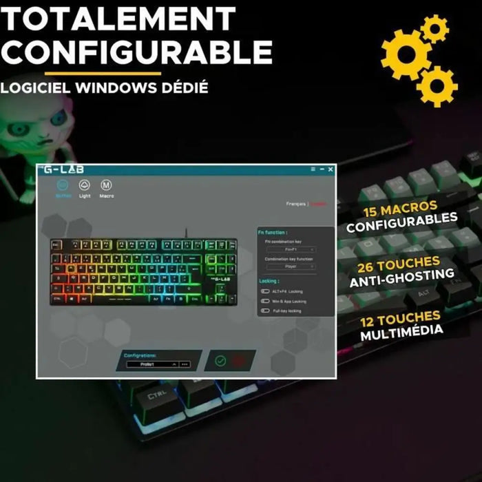 Keyboard The G-Lab KEYZ CAESIUM Black Grey Azerty French - Електроника Периферни и резервни части<<<Компютри|