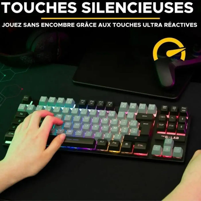 Keyboard The G-Lab KEYZ CAESIUM Black Grey Azerty French - Електроника Периферни и резервни части<<<Компютри|