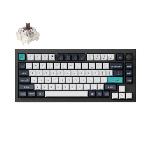 Keychron Q1 MAX Gateron Jupiter Brown Switch Wireless Mechanical Keyboard - Carbon Black - Геймърски