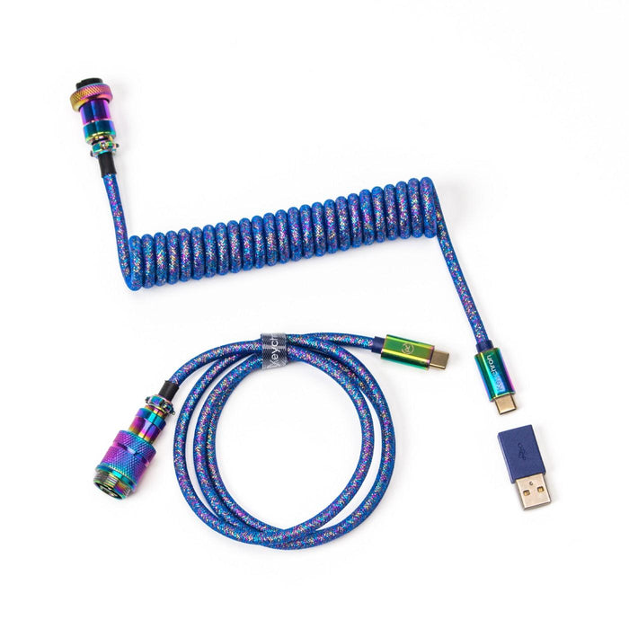 Keyboard cable Keychron Colorful Premium Coiled Cable, USB-C - USB-C, Rainbow Blue