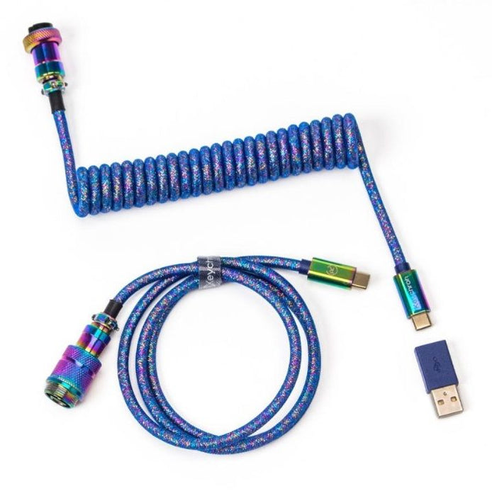 Keyboard cable Keychron Colorful Premium Coiled Cable, USB-C - USB-C, Rainbow Blue