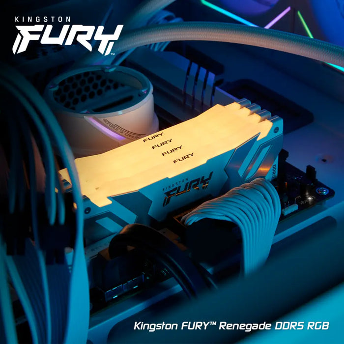 KINGSTON FURY Renegade 32GB DIMM DDR5 6400MT/s DDR5 CL32 Kit of 2 RGB White XMP - Памети за настолни