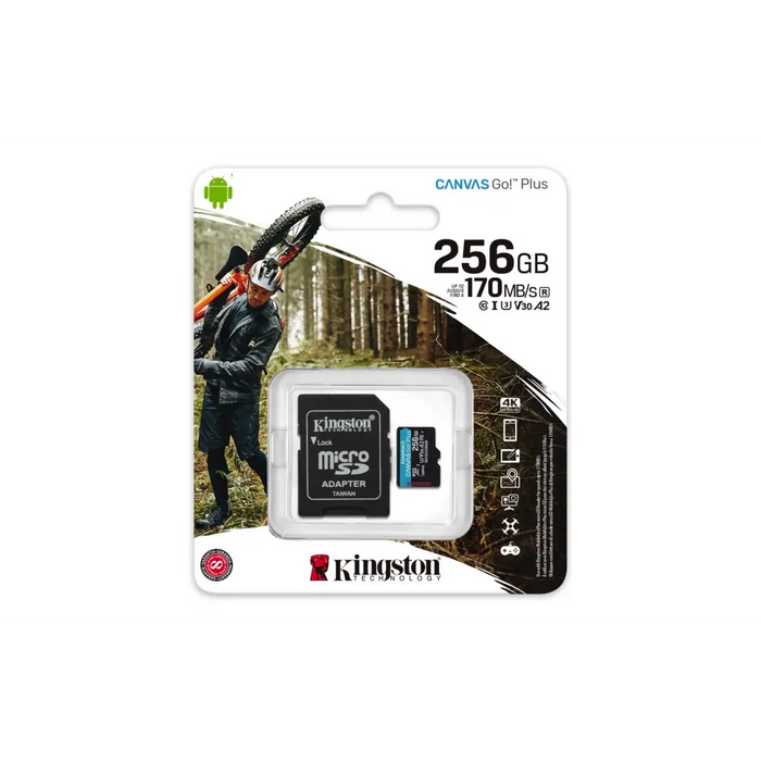 Kingston Technology 256GB microSDXC Canvas Go Plus 170R A2 U3 V30 Card + ADP - Памети