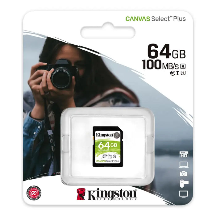 Kingston Technology 64GB SDXC Canvas Select Plus 100R C10 UHS-I U1 V10 - Памети SD<<<Памети<<<Компоненти<<<ALSO&&&Карти